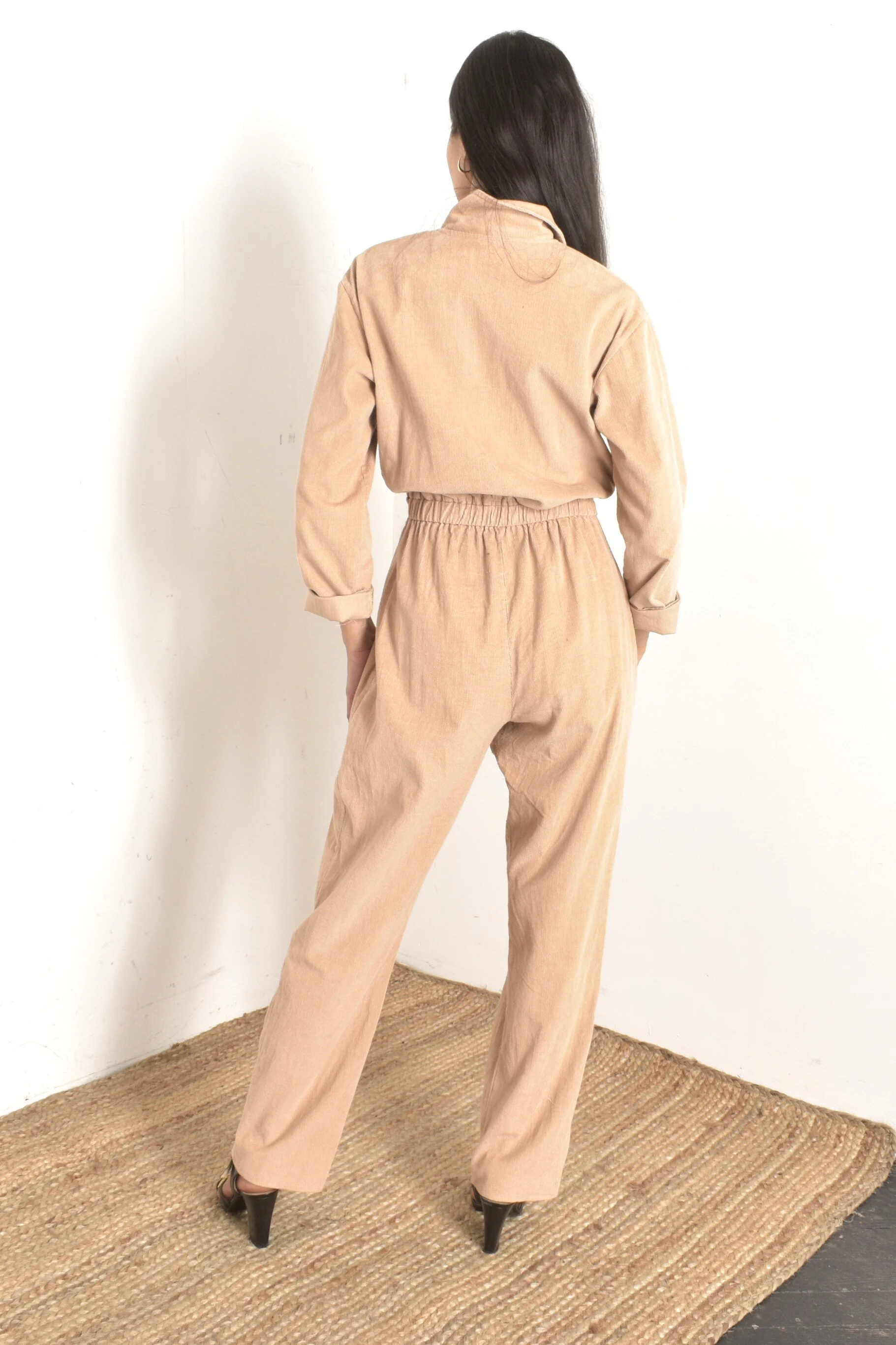 1970s Tan Corduroy Jumpsuit-S/M — La Poubelle Vintage